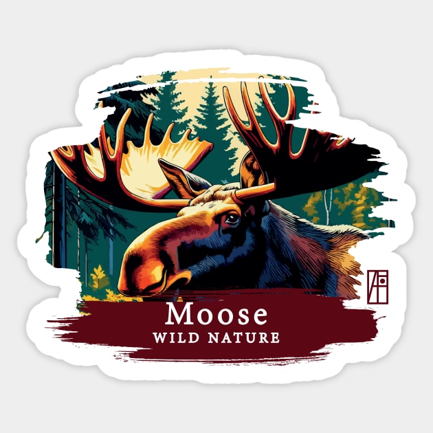 Moose- WILD NATURE - MOSE -7 Sticker by ArtProjectShop